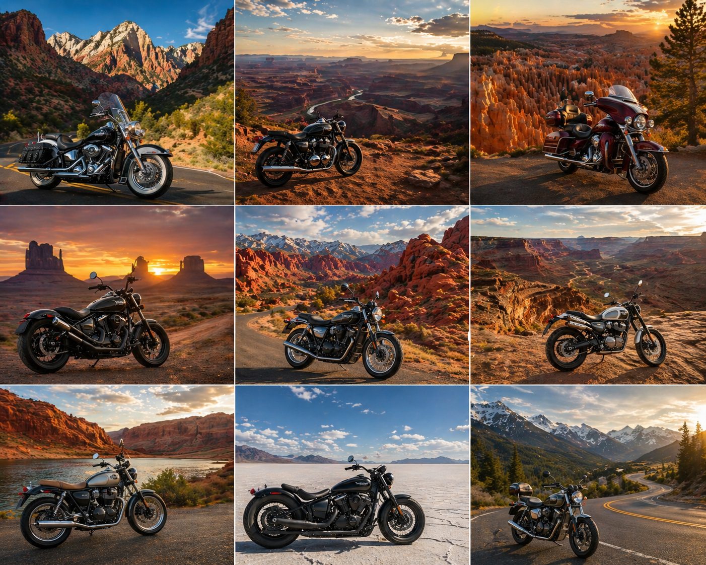 Motorcycle at Moab with red canyon walls